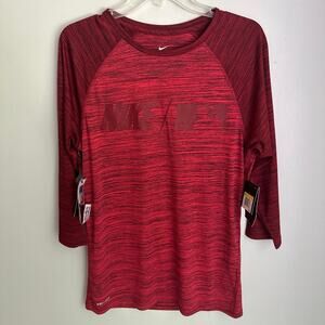 Nike Men’s Small 3/4 Sleeve Red Baseball Shirt NWT